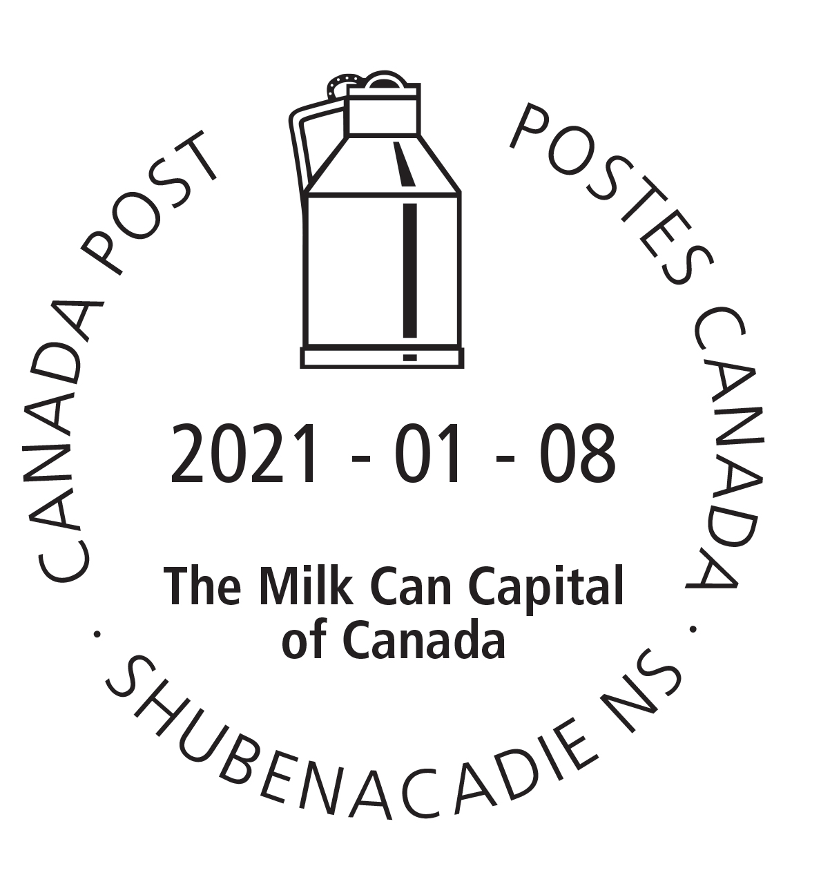 Metal milk can, local motto The Milk Can Capital of Canada, January 8, 2021.